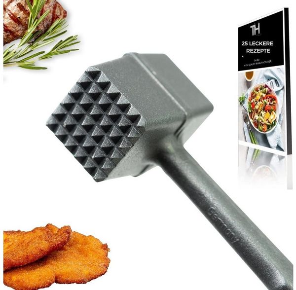 Thiru Fleischklopfer Fleischhammer Schnitzel, Kotelett - Hammer-Kopf mit Zwei Schlagflächen