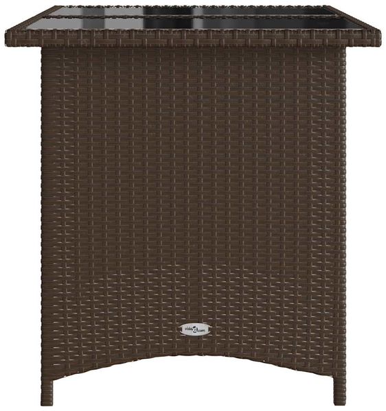 Gartentisch, Balkontisch mit Glasplatte Braun 110 x 68 x 70 cm Poly Rattan Bild 5