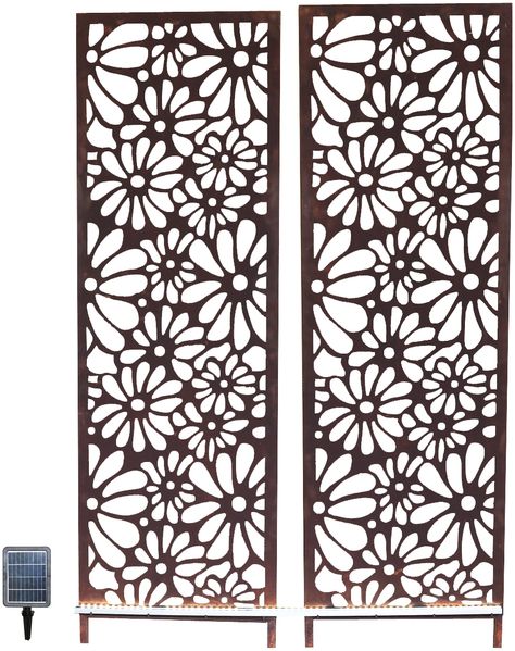 Gartenaufsteller VARNA mit LED - Stahl Rostfarben 170 x 2 x 50 cm | Gartendeko Outdoor Aufsteller
