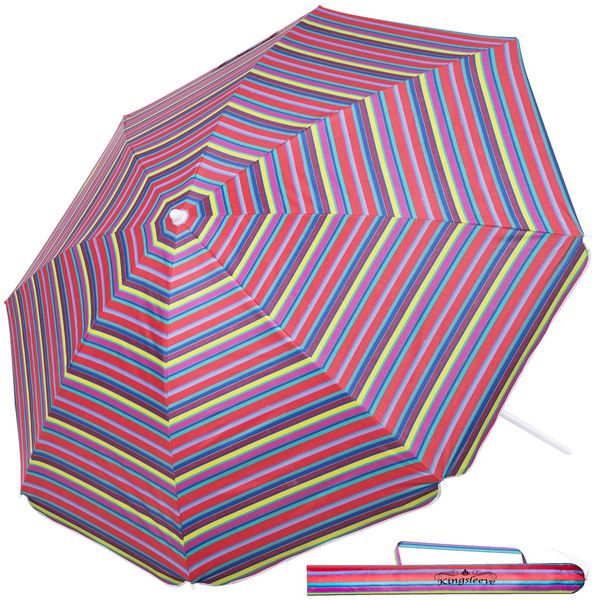 KINGSLEEVE® Sonnenschirm 200cm UV Schutz 50+ Neigbar Strand Garten Strandschirm Balkonschirm Gartenschirm Bunt