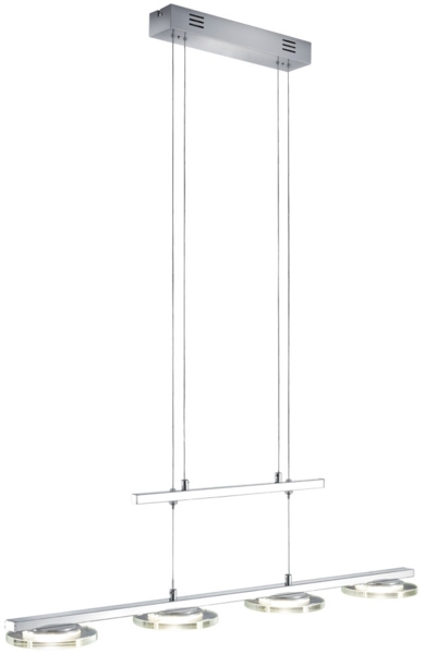 LED Pendelleuchte, 4-flammig, Metall Glas, chrom, H 93 cm
