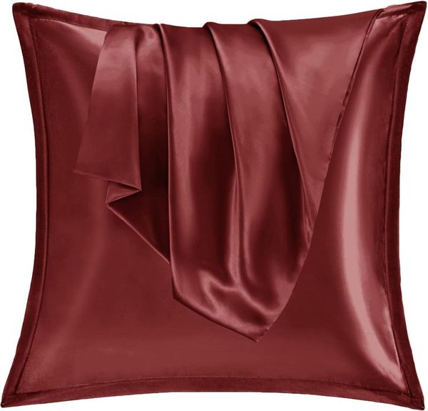 Satin Kissenbezug 60x60 Set 2er Seidenkissenbezug Curly Haar Rot