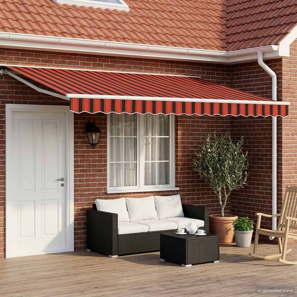 vidaXL Manuell einziehbare Markise Orange, Schwarz und Gelb 4 × 3,5 m 3420272
