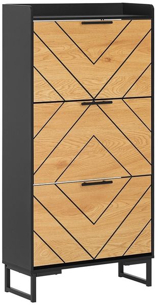 SoBuy FSR164-SCH Schuhschrank, MDF, PVC-Furnier, Helle Eiche, 62 x 125 x 59 cm