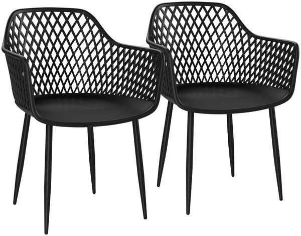 STEELSØN 'Quasira' Gartenstuhl, schwarz, Kunststoff, wetterfest und UV-beständig, Balkonstuhl bis 120 kg belastbar, 2er Set