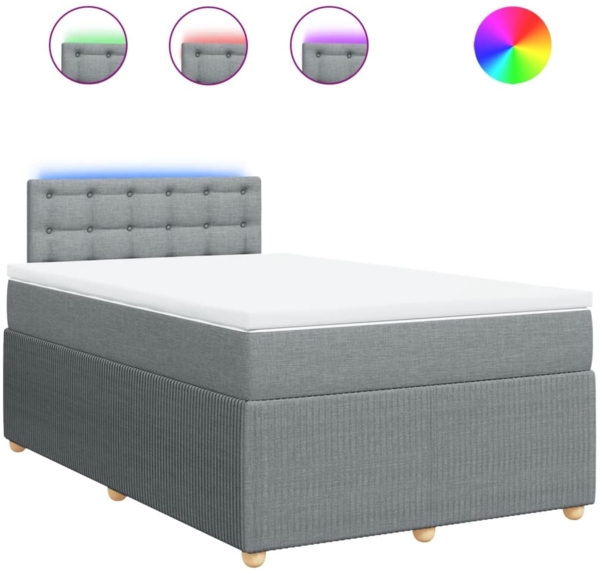 vidaXL Boxspringbett mit Matratze Hellgrau 120x200 cm Stoff 3289737