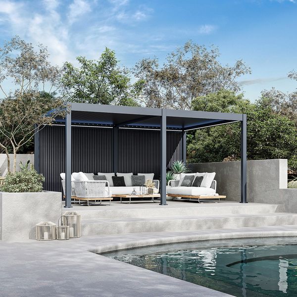 Weide WPC Sichtschutzwand anthrazit für Pergola