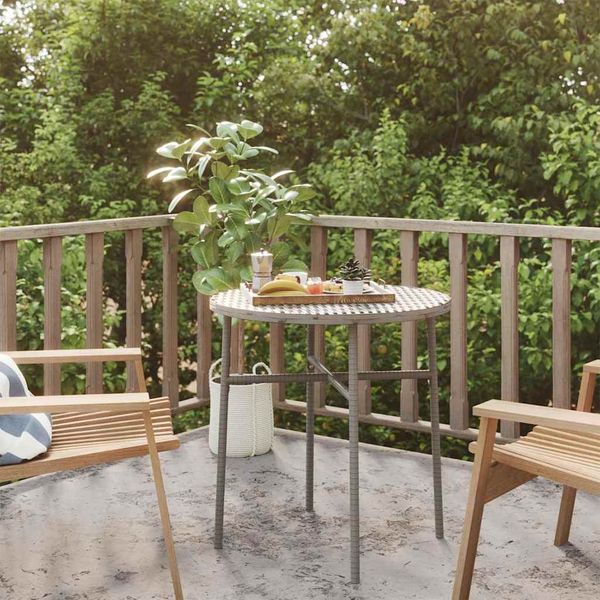 Gartentisch, Beistelltisch, Balkontisch Grau 45 cm Poly Rattan