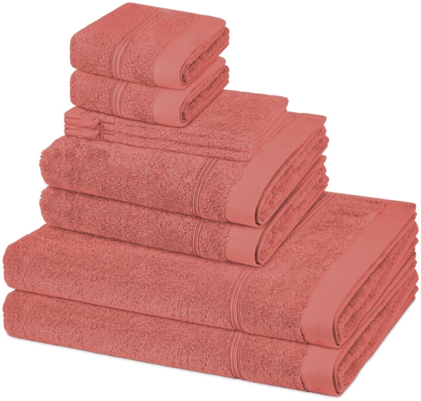 Ross Rubin 8 tlg. Frottier-Set - 2 X Handtuch (50 X 100cm), 2 X Duschtuch (70 X 140cm), 2 X Gästetuch (30 X 50cm), 2 X Waschhandschuh (16 X 22cm) - 480 - Rosenholz