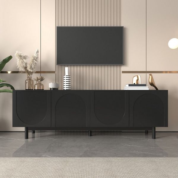 REDOM Lowboard TV-Schrank Fernsehtisch mit Verstellbaren Einlegeböden (Fernsehschrank Medienkonsole,TV-Ständer, 1 St, 175x38x56 cm), mit 4 Push-to-Open Türen