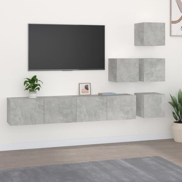 vidaXL TV-Wandschrank Betongrau Holzwerkstoff 3114577