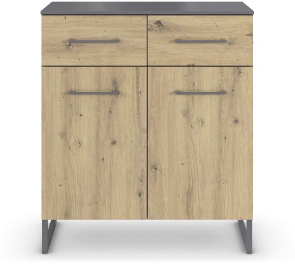 Kommode >Butte< in Eiche Artisan / grau metallic - 80x92x42 (BxHxT) Bild 4