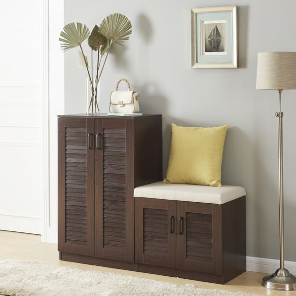 Schuhschrank Løten mit Sitzbank 120x36x97 cm Wenge [en. casa]