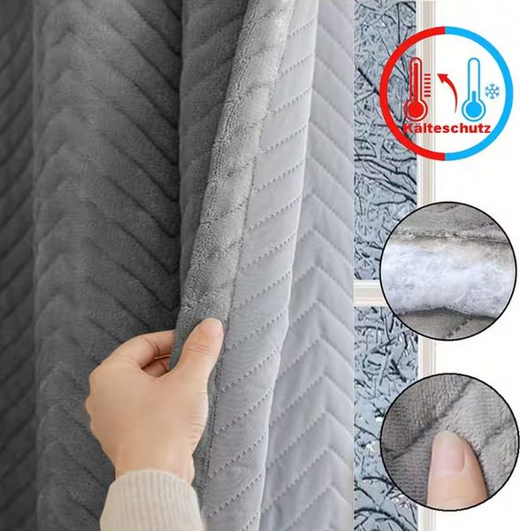 Sunicol Gardine Plüsch Thermovorhang Blickdichte Kälteschutz Wärmeisolierend (2 St), Doppellagige Gardinen für Wohnzimmer Schlafzimmer