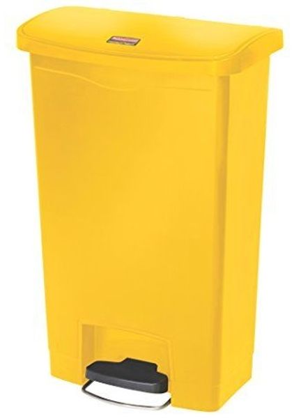 Rubbermaid Commercial Products Slim Jim 1883575 50 Litre Front Step Step-On Resin Wastebasket - Yellow