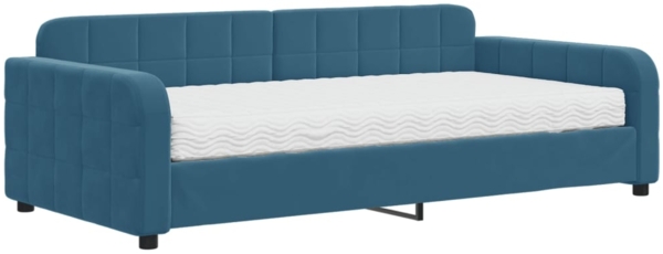 vidaXL Tagesbett mit Matratze Blau 100x200 cm Samt 3196911