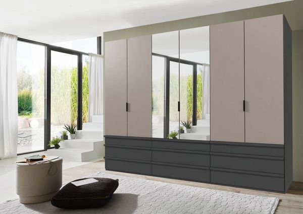 Wimex Falttürenschrank Oxford by fresh to go, in der Breite 300cm, in 2 Höhen erhältlich (mit Schubladen, wahlweise mit oder ohne Spiegel) mit hochwertigen Falttüren für den perfekten Überblick