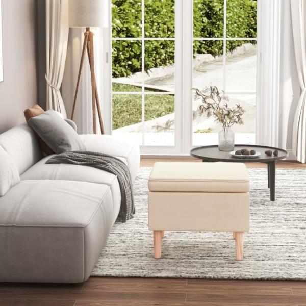 vidaXL Hocker mit Holzbeinen Creme Stoff [329455]