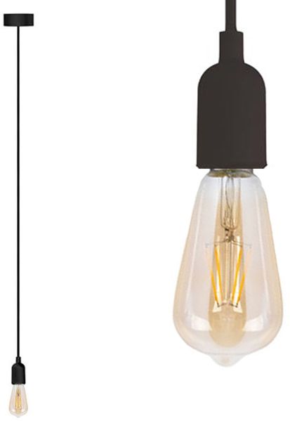 Universal Schnurpendel Textil schwarz mit E27 Filament LED, Ø 8,5cm