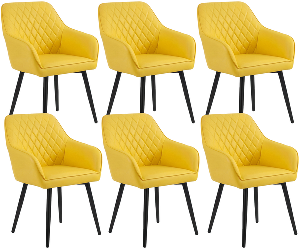 HOMAVO 6er Set 'YZ8' Esszimmerstühle mit Armlehne, 59 x 65 x 78 cm, Kunstleder, Gelb