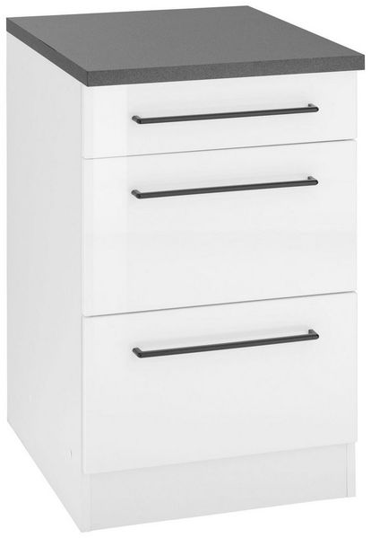 KOCHSTATION Unterschrank KS-Tulsa 50 cm breit, 1 Schubkasten, 2 große Auszüge, Metallgriff, MDF Front