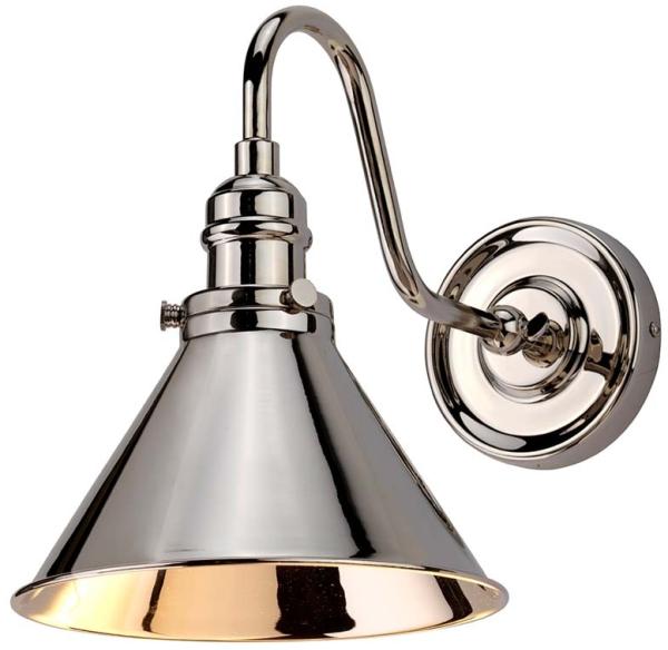 Wandlampe, Stahl Nickel, H 27,5 cm