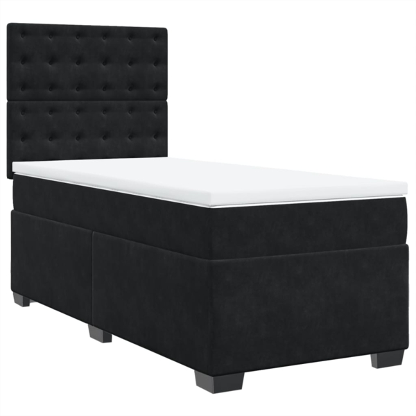 vidaXL Boxspringbett mit Matratze Schwarz 90x200 cm Samt 3290824