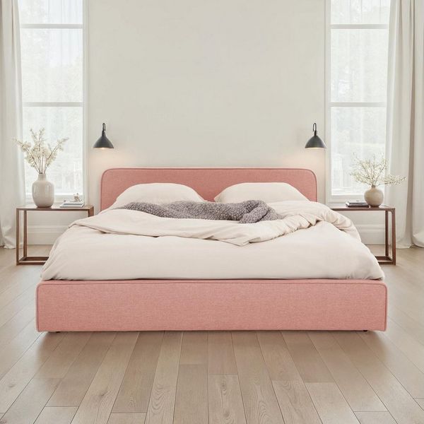 IDIMEX Polsterbett MARINI, Bett 140x200 cm mit Lattenrost Doppelbett mit Kopfteil- altrosa