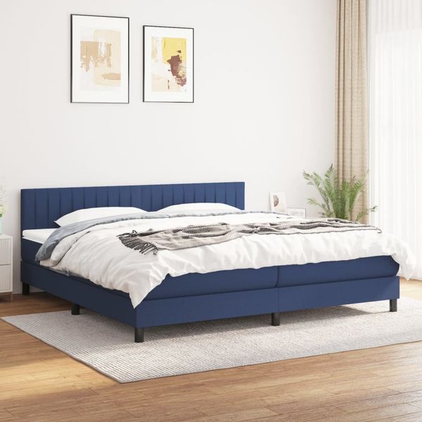 vidaXL Boxspringbett mit Matratze Blau 200x200 cm Stoff, Härtegrad: H2 [3140247]