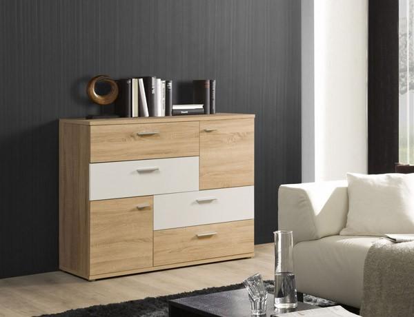 Kommode Sideboard 2trg sonoma eiche weiß 125cm