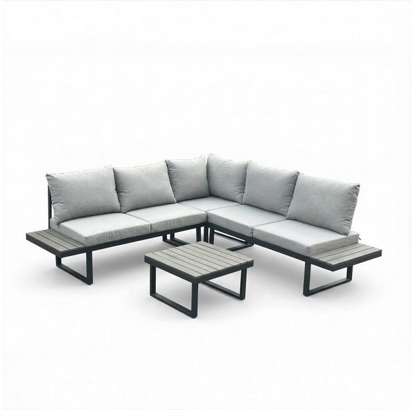 Greemotion Gartenlounge-Set [Pisa] Lounge-Set Garten Aluminium inkl. Auflagen, (4-tlg), inkl. Auflagen