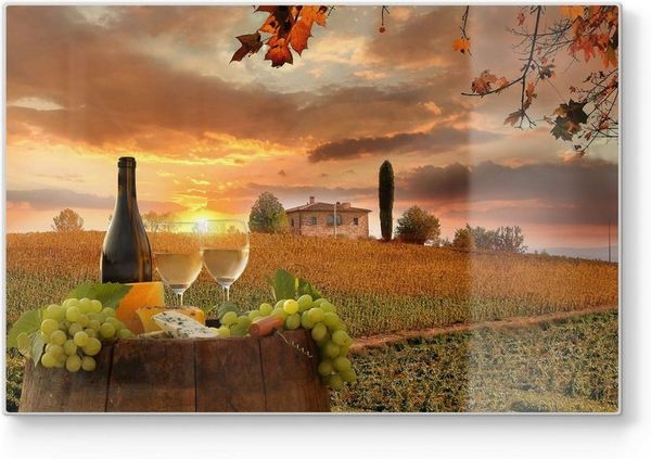 DEQORI Schneidebrett 'Fotocollage Weißwein', Glas, Platte Frühstücksbrett Schneideplatte