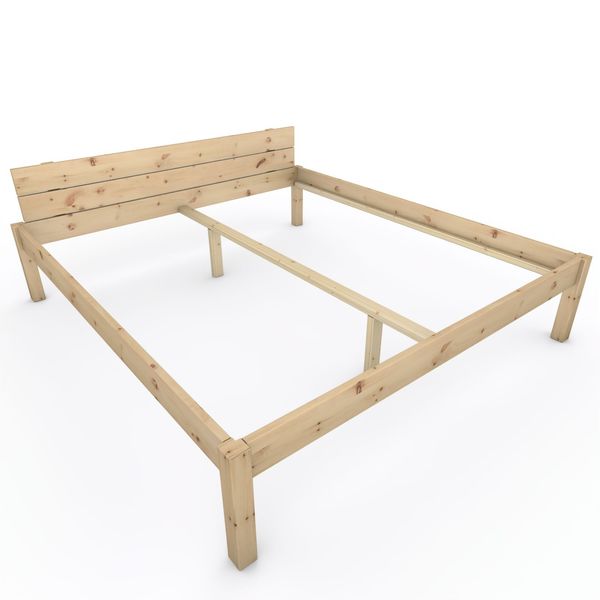 Pfostenbett "metallarm" Zirbe Holzbett "Daybett" 200 x 220cm 48cm Doppelbett