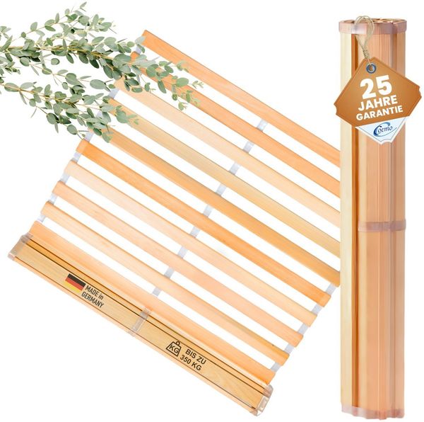 Coemo Rollrost DELUXE 120 x 200 cm Rolllattenrost 19 massive Leisten