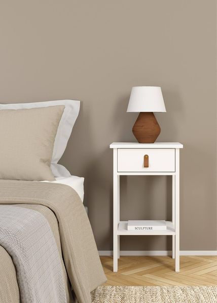 Dmora - Nachttisch Maxine, Niedrige Kommode, Tisch, Multifunktionaler Nachttisch, 40x34 h70 cm, Weiß