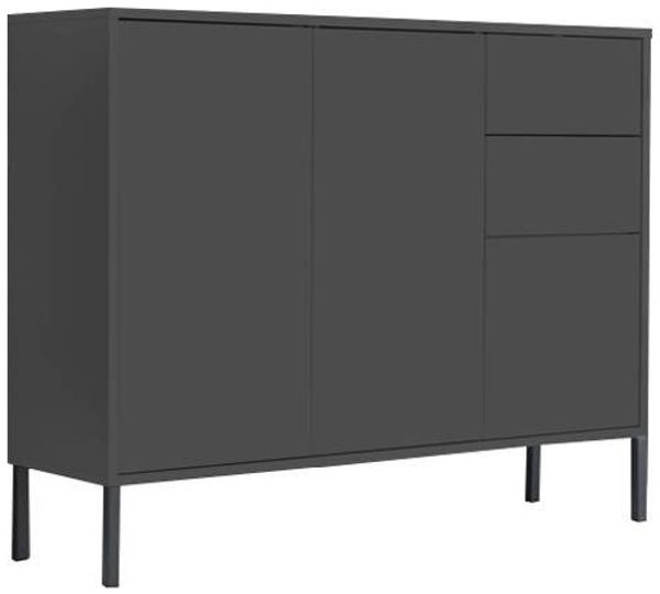 BMG Möbel Kommode Mailand 10 (Sideboard, Einzelkommode), grifflos, viel Stauraum, 106 x 73 x 33 cm, Korpus Anthrazit