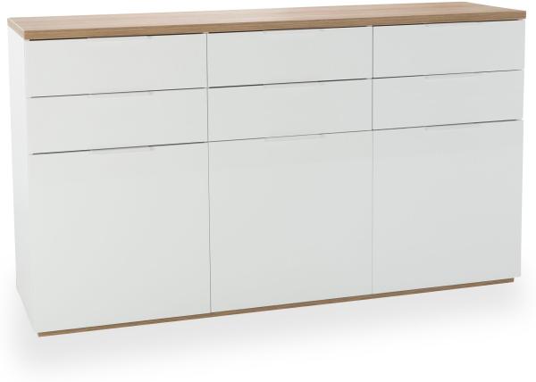 Sideboard 'MUNDI', Hochglanz Weiß-Eiche Riviera