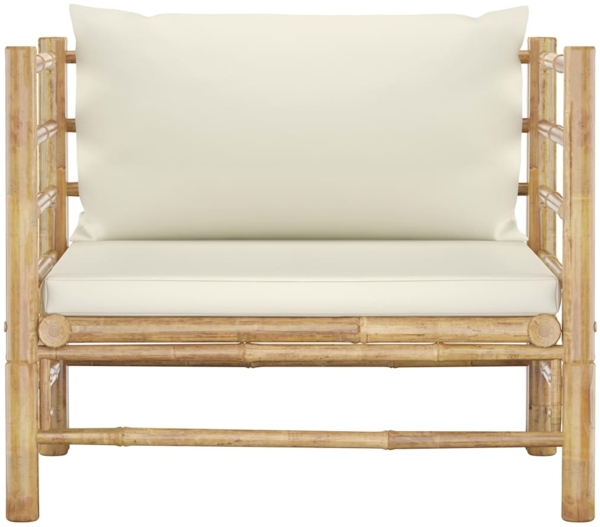 vidaXL Gartensofa mit Kissen Cremeweiß Bambus 313148