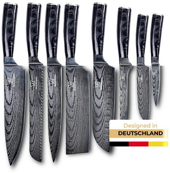 Küchenkompane Messer-Set Asiatisches Messerset Kuro 8-teiliges Küchenmesser Set Premium (8-tlg)