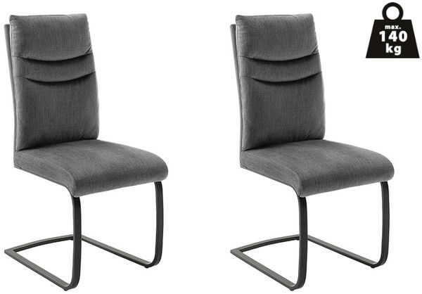 Freischwinger >GIBARA< (2er-Set) mit Griff, Bezug anthrazit - 46x105x62 (BxHxT)