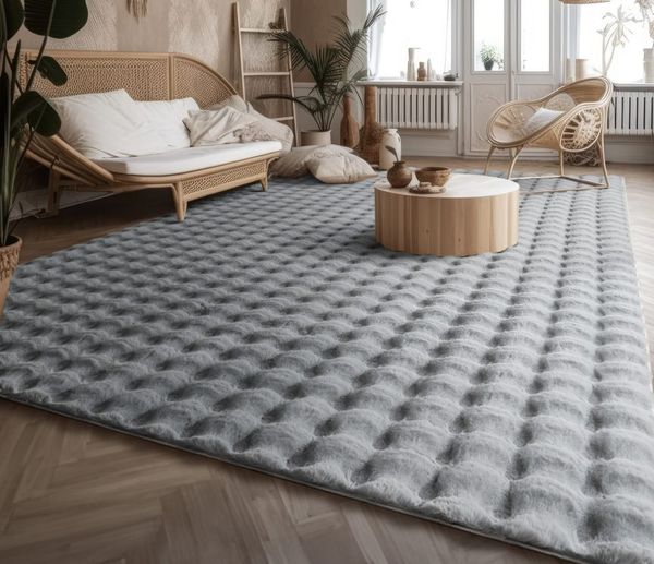 TT Home Teppich Diele, Esszimmer, Flur, Schlafzimmer, Wohnzimmer, Rechteckig, Höhe: 26 mm, Wohnzimmer Teppich Langflor Wohnzimmerteppich Rauten Design Soft 3D De