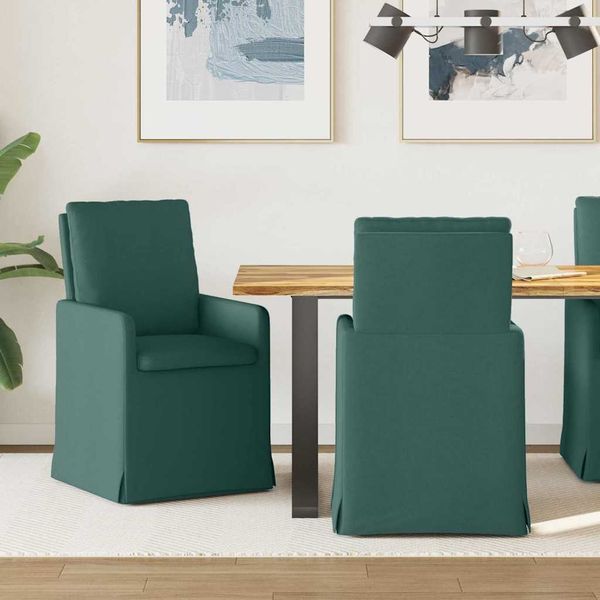 vidaXL Esszimmerstühle 2 pcs Dunkelgrün 57 x 67 x 98 cm Stoff 42017921