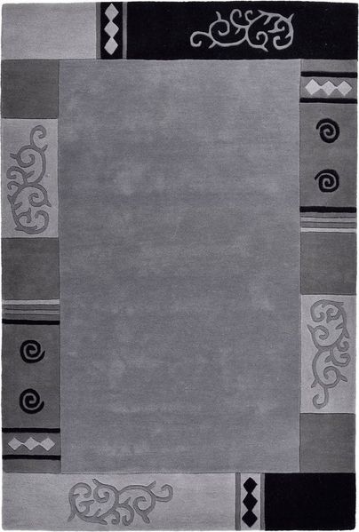 THEKO Wollteppich Ambadi, rechteckig, Höhe: 14 mm, reine Schurwolle, handgetuftet, mit Bordüre, modern