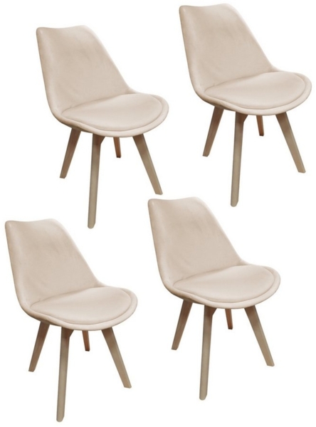 HTI-Living Esszimmerstuhl Esszimmerstuhl Samt 4er Set Atlanta Creme (Set, 4 St), Küchenstuhl mit Samtbezug und Holzgestell