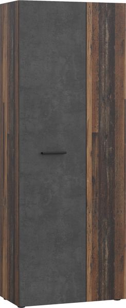 Schuhschrank >NET306< 5 Böden, Old – Wood / Betonoptik - 68,7x181,1x36,5cm (BxHxT)