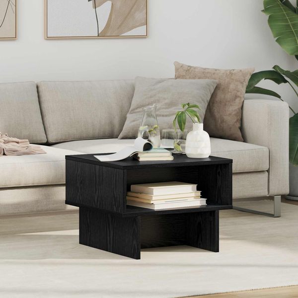 vidaXL Couchtisch, Holzwerkstoff Eichen-Optik Schwarz, 48 x 46 x 35 cm
