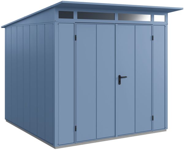 Hörmann Ecostar Metall-Gerätehaus Elegant mit Pultdach Typ 2, 238x238 cm , taubenblau, 5,7 m²,2-flüglige Tür