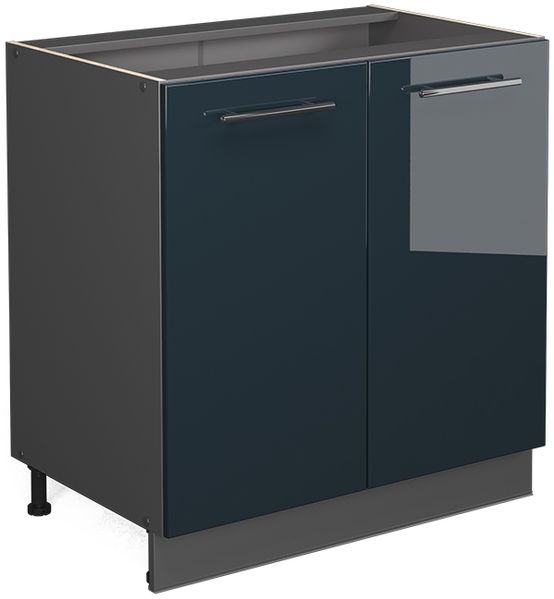 Spülenunterschrank Fame-Line Dunkelblau Hochglanz 80 cm mit Regal, ohne Arbeitsplatte Vicco
