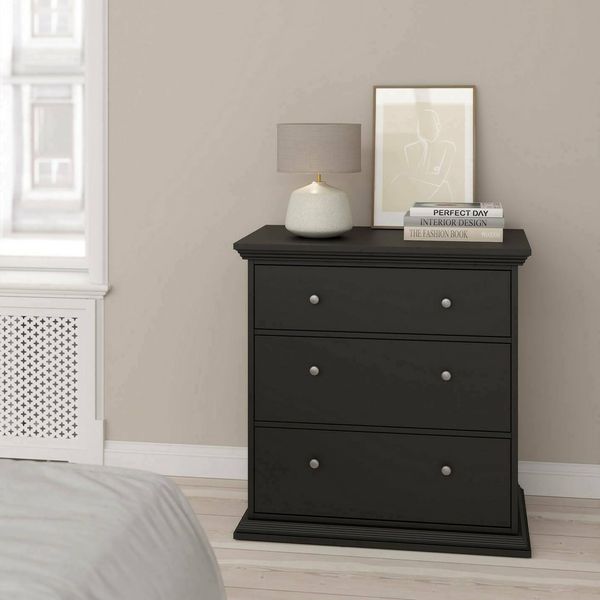 Dmora - Kommode Lorraine, Mehrzweckkommode, Schlafzimmerkommode, Schrank mit Schubladen, 86x52 h88 cm, Schwarz