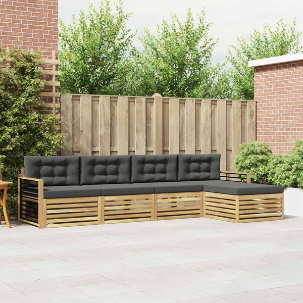 vidaXL Outdoor-Sofagarnitur 5 pcs Weiß und Anthrazit Polyester 3390337